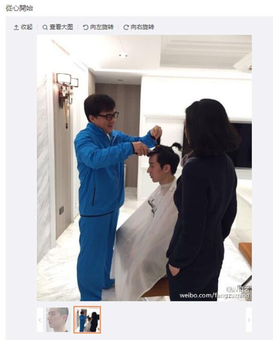 ジャッキー チェンが釈放された息子の頭を散髪 家族そろった写真公開 人民網日本語版 人民日報