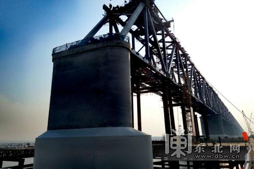 中露同江鉄道大橋、メインブリッジの主体が竣工