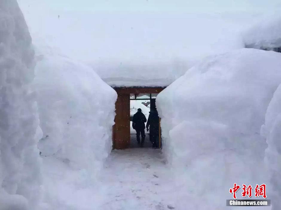 珍しい豪雪で山岳地域は2メートルの積雪　新疆