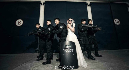 たまにはロマンチックに！　特殊警察官のウェディングフォト　西安