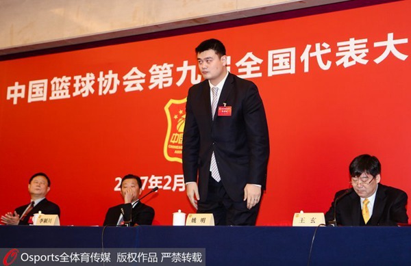 中国バスケットボール協会の新会長に姚明選ばれる