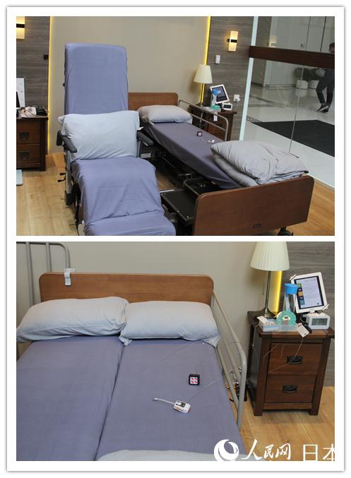 寝たきりの高齢者の介護が容易にする車椅子とベッドを自由に切り替えることが可能な革新的な介護製品（撮影・王暁霞）。