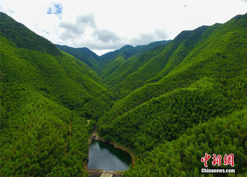 ドローンで撮影した贛江の水源　江西省