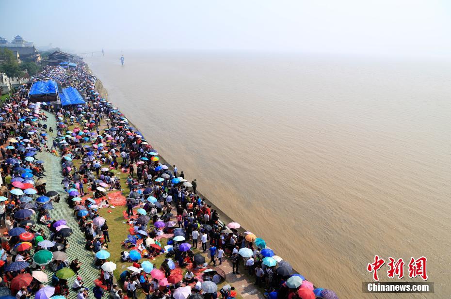 「天下一の大潮」を一目見ようと観光客12万5千人　浙江省
