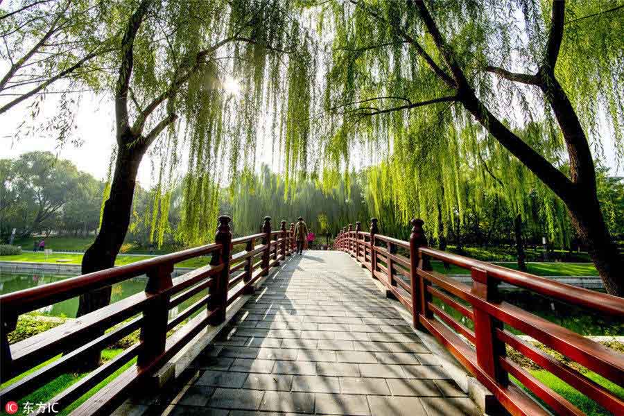 区政府の整備により美しい景色に生まれ変わった月亮河　北京