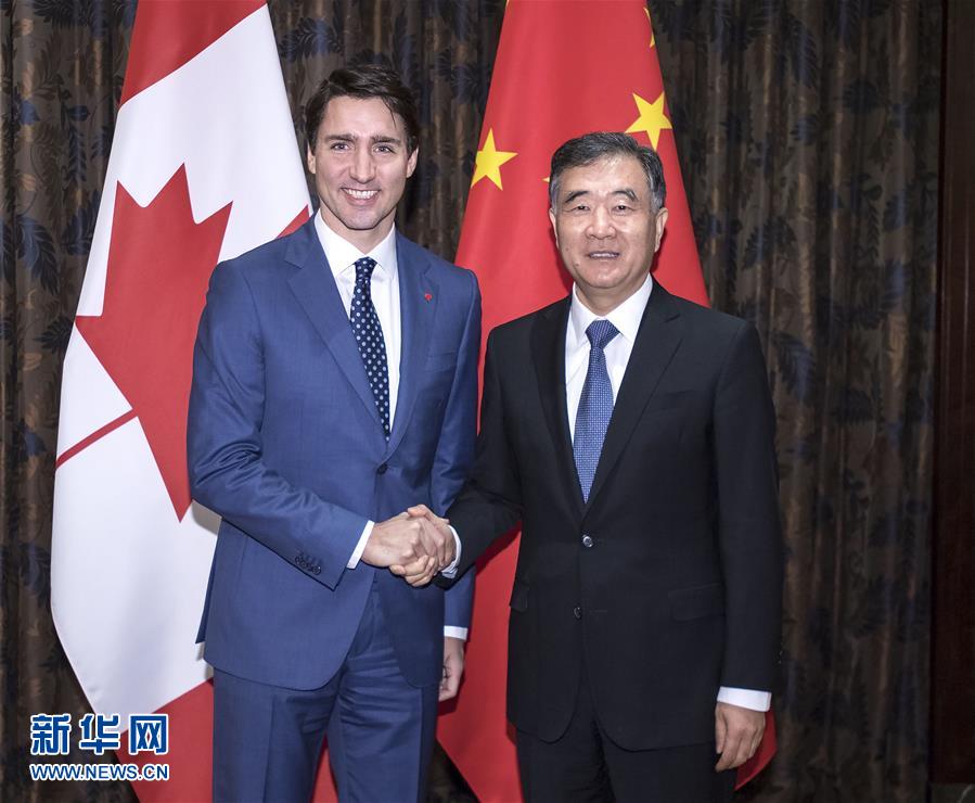 汪洋副総理がカナダ、パプア両首相と会談