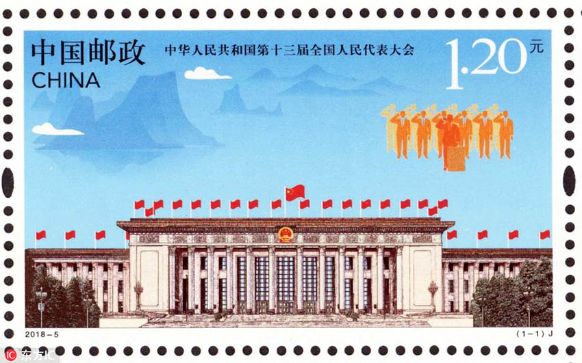 「第13期全国人民代表大会」記念切手が発行