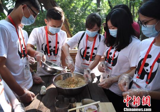 大陸部と台湾地区の大学生たちがパンダに可愛らしい「エサ」を手作り