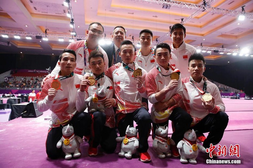 アジア大会体操男子団体で中国が日本破り、金メダル