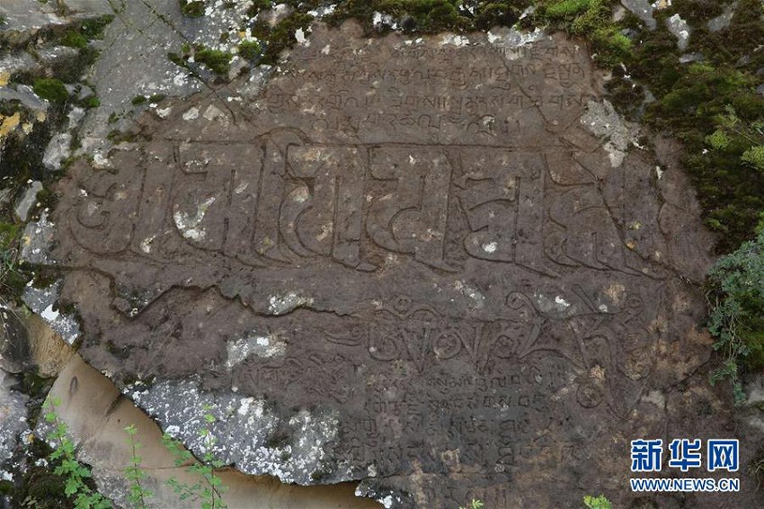 青海省の専門家が崖に刻まれたチベット仏教の経文を発見