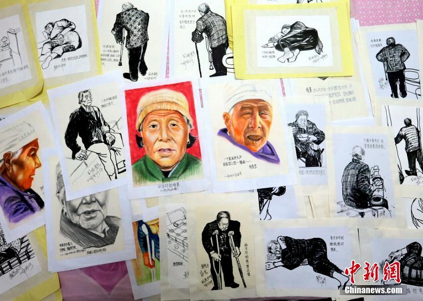 西安の60代男性が母親のために描き続けた肖像画