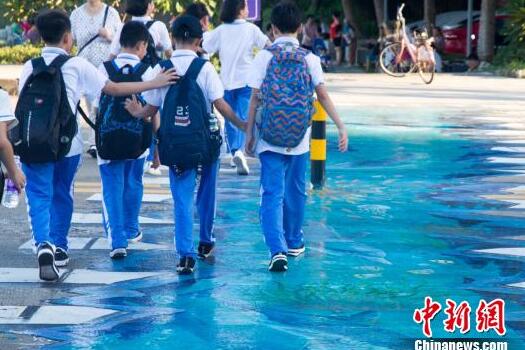 「海洋世界」がテーマの3D横断歩道、海南省海口市で初登場