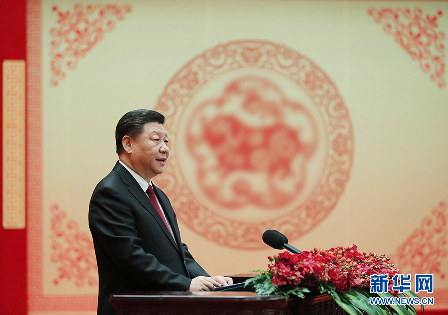 2月3日、中国共産党中央委員会と国務院は北京の人民大会堂で2019年の春節（旧正月、今年は2月5日）の団拝会（新年会）を開催した。習近平中共中央総書記（国家主席、中央軍事委員会主席）が演説を行った。（撮影・鞠鵬）