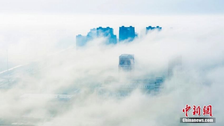 幻想的な景色広がる　江蘇省塩城市で「移流霧」発生