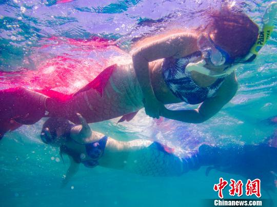 青く澄んだ海を泳ぐ美しい「人魚」たち　海南省
