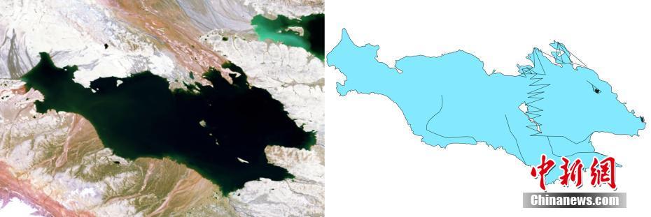 青海省の湖の衛星画像が研究者の手で動物に変身！？
