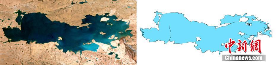青海省の湖の衛星画像が研究者の手で動物に変身！？