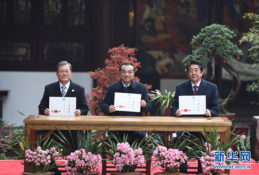 中日韓首脳が中日韓協力20周年記念行事に出席