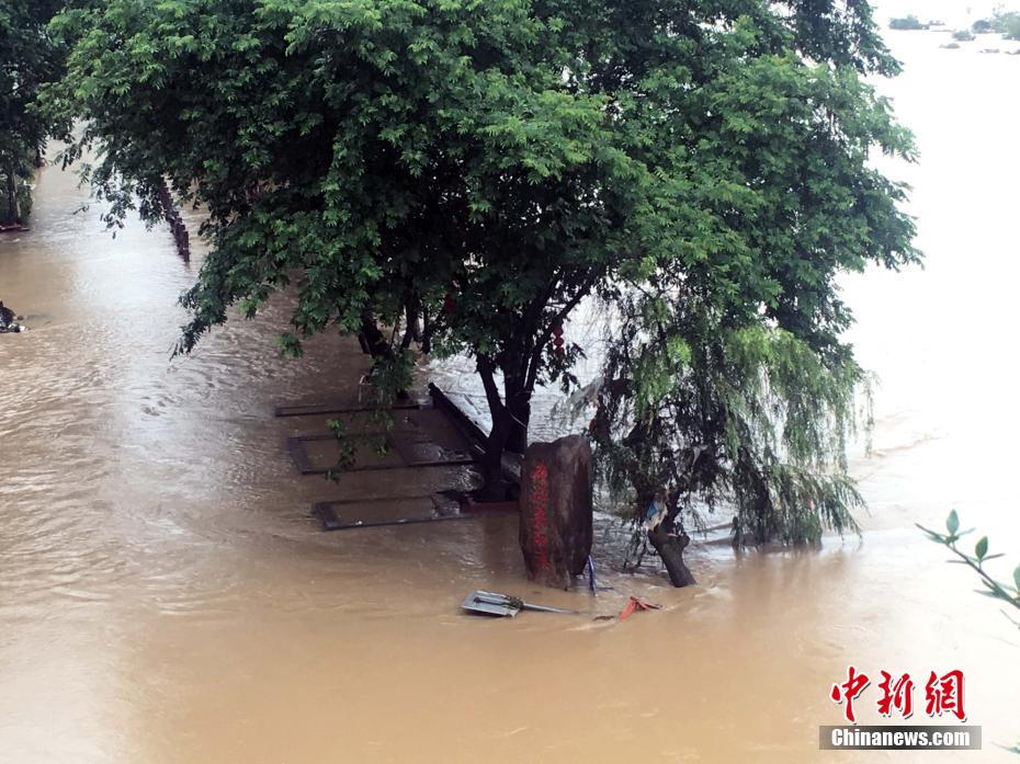 浸水被害を受けた武夷山蘭湯橋下の歩行者天国（撮影・張麗君）。