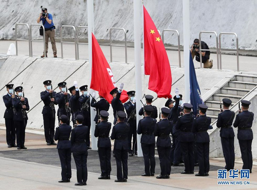 香港地区の5大紀律部隊が中国式行進を初披露