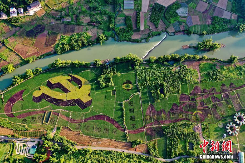 上空から撮影した桂林の新たな風景・田んぼアート　広西