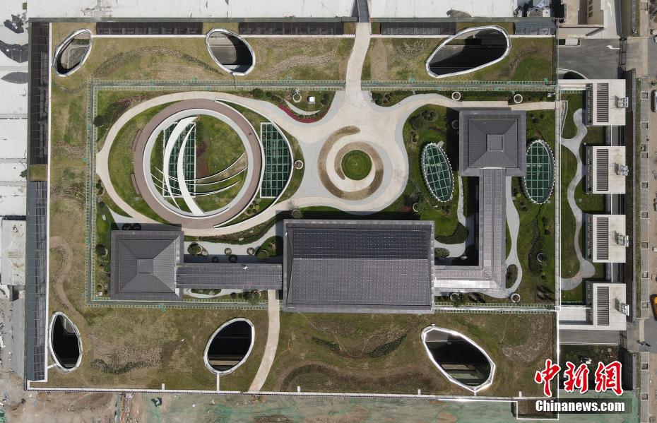 上空から撮影した雄安新区初となる新たに建設された220キロボルト変電所　河北省