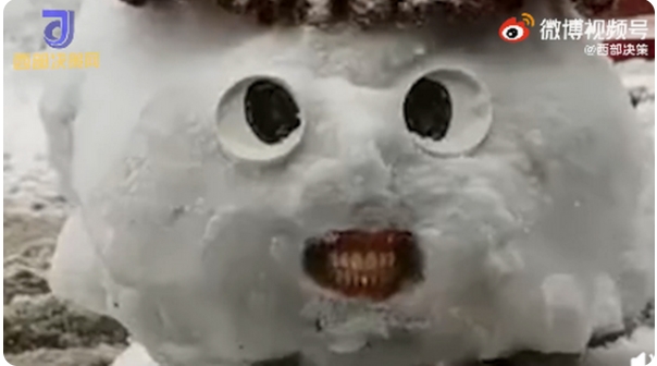 歯科医が作った雪だるまの決め手はやはり歯！　天津