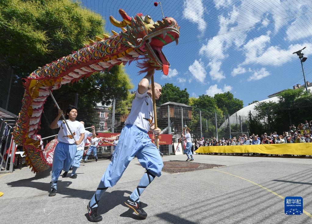 オーストリア・ウィーンで開催された「少林文化フェスティバル」で披露された竜舞のパフォーマンス（6月11日撮影・郭晨）。