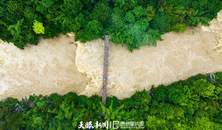 黄果樹瀑布で今年最大の水量を記録　貴州省
