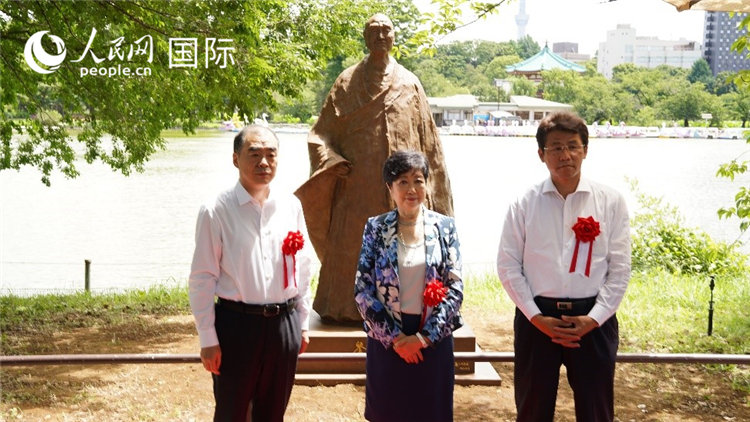 上野公園で鑑真像除幕式　孔鉉佑大使「悠久の中日友好交流史の象徴」