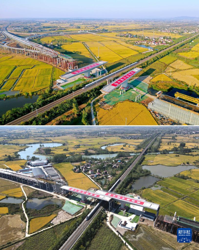 上海-成都鉄道横断橋で重量1万トン級の回転架設が無事完了　安徽省