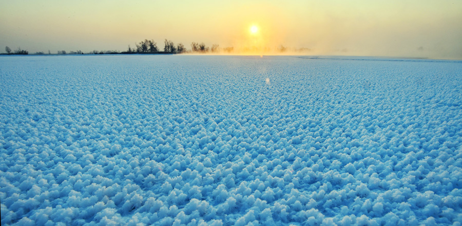 松花江に満開となった「氷の花」が織りなす幻想的な光景　黒竜江省哈爾浜