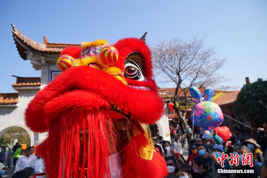 獅子舞と竜踊りで新春を祝う　雲南省昆明市