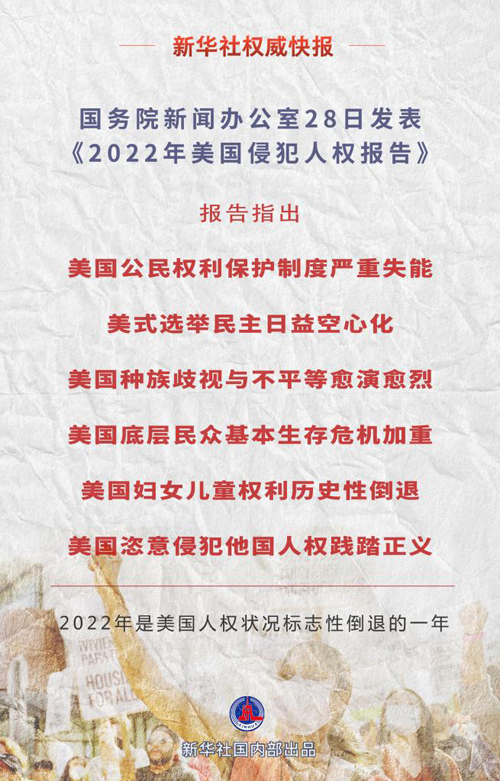 中国、「米国人権侵害報告書2022」を発表