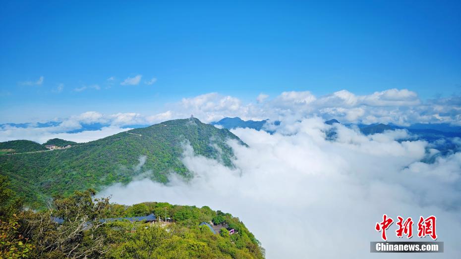 竜頭山で雲と夏を堪能　陝西省