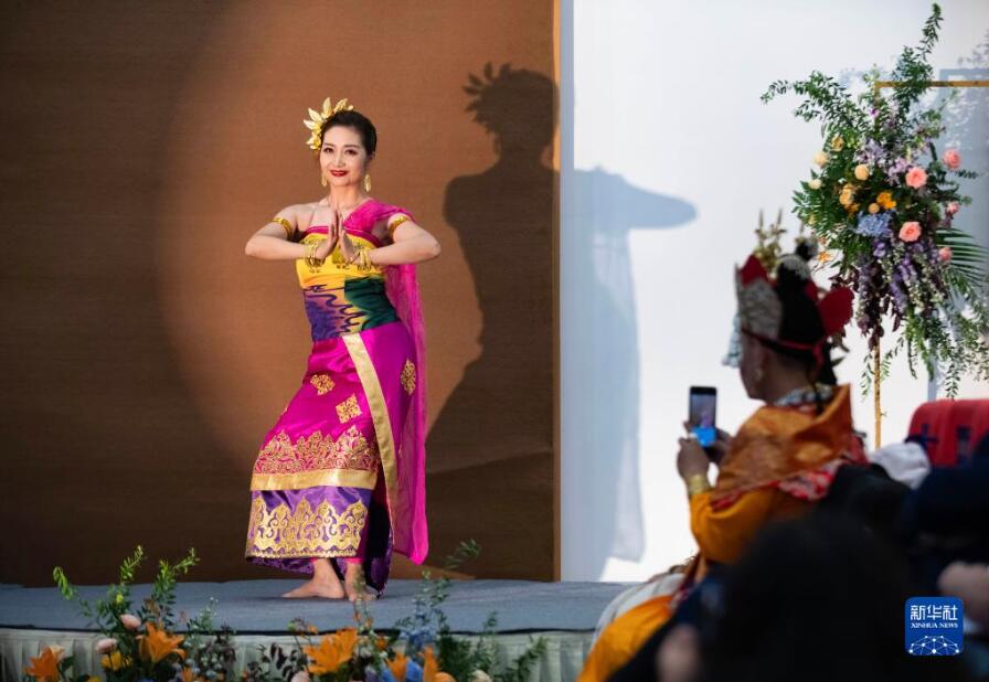 8月15日、「第11回中国・南アジア・東南アジア芸術ウィーク」の開幕式で、インドネシアの伝統舞踊を披露するダンサー（撮影・陳欣波）。