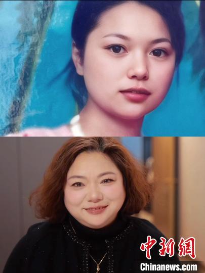 「90後」のメイクアップ系ブロガー張文清さんのお母さんの若い頃の写真と「劇的イメチェン」後の比較。(写真提供・張さん)。