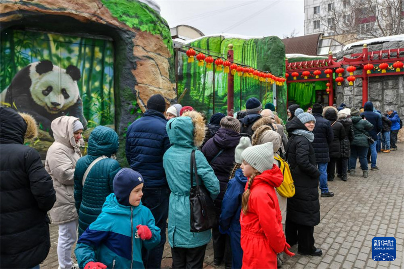 3月8日、モスクワ動物園ではジャイアントパンダ「カチューシャ」を見るための長い行列ができた。（撮影・曹陽）