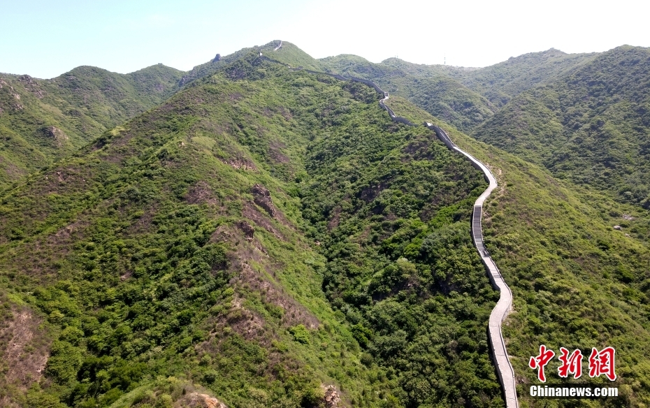 花家窯長城（5月17日撮影・張宇）。