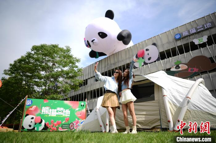 天津市で屋外で交流を楽しむことができる空間として、パンダをテーマにしたキャンプ場が5月1日にオープン(資料写真、撮影・ 佟郁)。