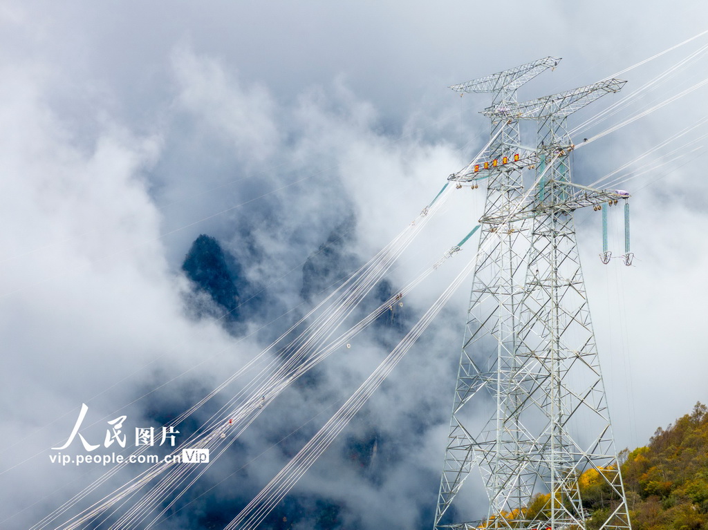 地上800メートルの高所で作業！四川-重慶超高圧送電線建設プロジェクト