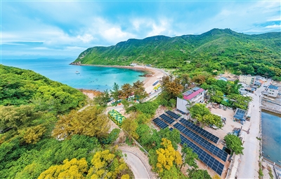 三門島北扣村の空中写真。撮影・沈甸（人民視覚）