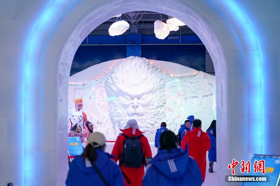 氷雪芸術館を楽しむ観光客（撮影・趙宇航）。