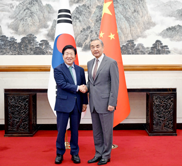 王毅氏が朴炳錫・韓国大統領特使と会談