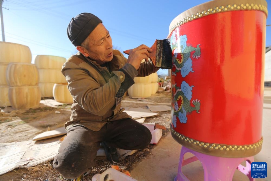 受注ハンドメイド生産の牛革太鼓　甘粛省