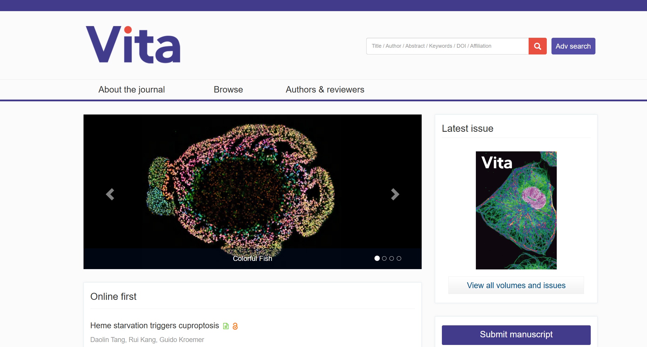 Vita誌の公式サイトトップページ。（画像提供：取材先）