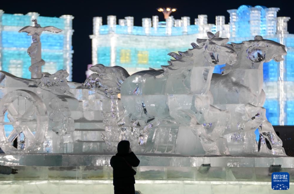 哈爾浜氷雪大世界を彩る美しい氷像　黒竜江省