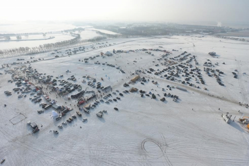 上空から撮影した第4回東北キャンプ大会の会場（撮影・呉瀚）。