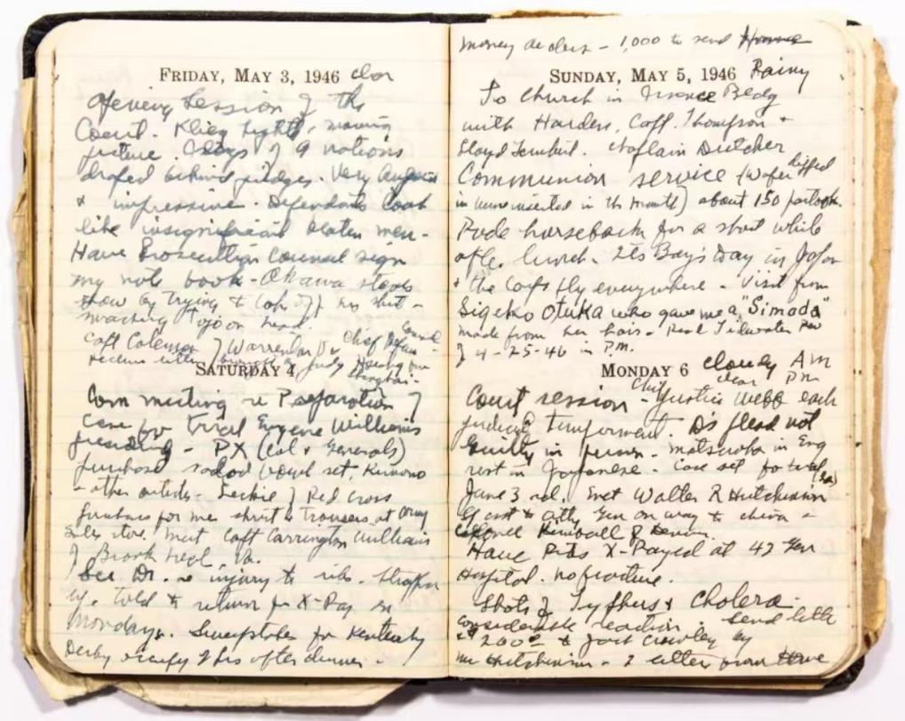 サットン日記の記述（撮影・鄒徳懐）