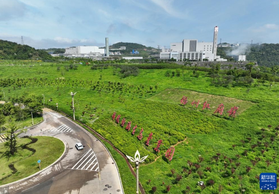 福州紅廟嶺循環経済生態産業園（5月7日ドローンによる撮影・林善伝）。